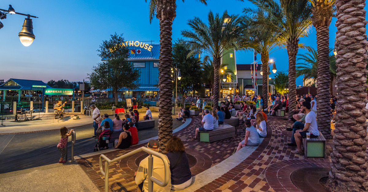 The Landing at Disney Springs, outdoor entertainment neat The BOATHOUSE